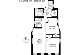 316 West 47th Street #2R floor plan