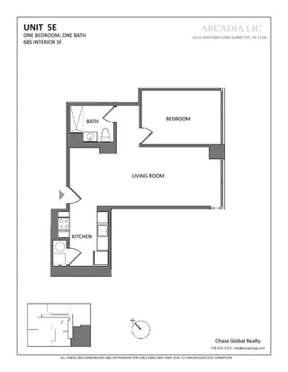 24-12 42nd Road one-bedroom floor plan
