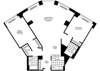 400 Chambers Street two-bedroom floor plan