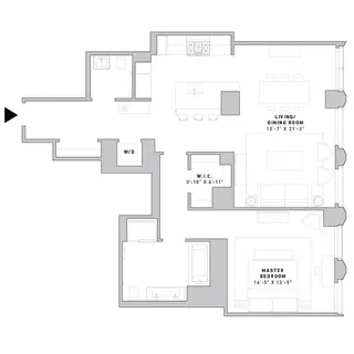 121 East 22nd Street one-bedroom floor plan