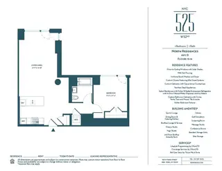 525 West 52nd Street one-bedroom floor plan