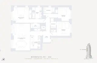 200 East 95th Street three-bedroom floor plan