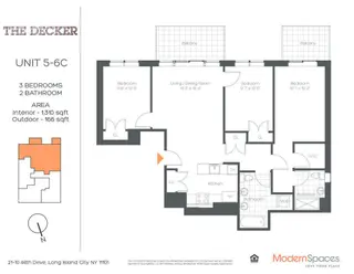 21-10 44th Drive three-bedroom floor plan