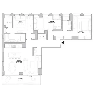 121 East 22nd Street three-bedroom floor plan