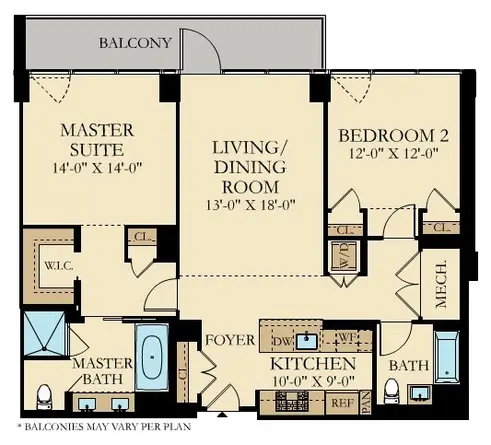1200 Avenue at Port Imperial two-bedroom floor plan