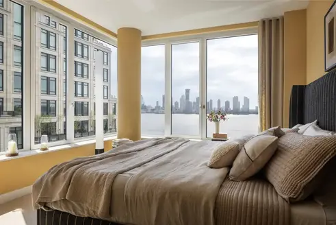 Bedroom with Hudson River views