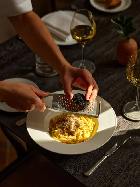 Homemad taglioni with truffles shaved on top