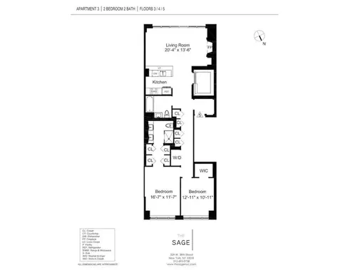 329 West 38th Street two-bedroom floor plan