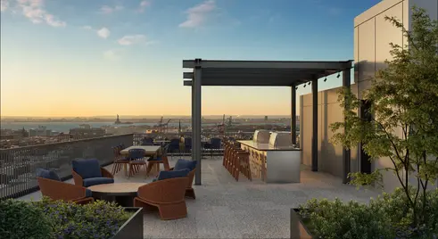 Roof terrace with Gowanus Canal views