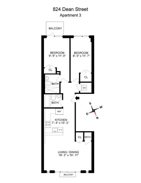 824 Dean Street #3 floor plan