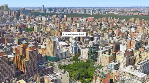 aerial view union square, 8 union square south, union square condos, Greenwich village condos, NYC penthouses