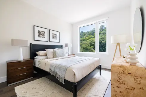 Bedroom with treetop views