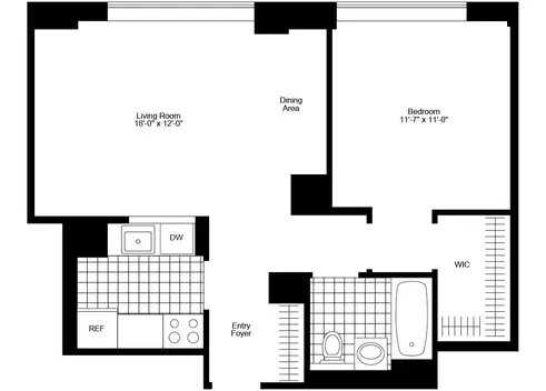 325 North End Avenue one-bedroom floor plan