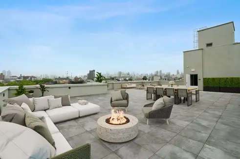 Roof deck with city views