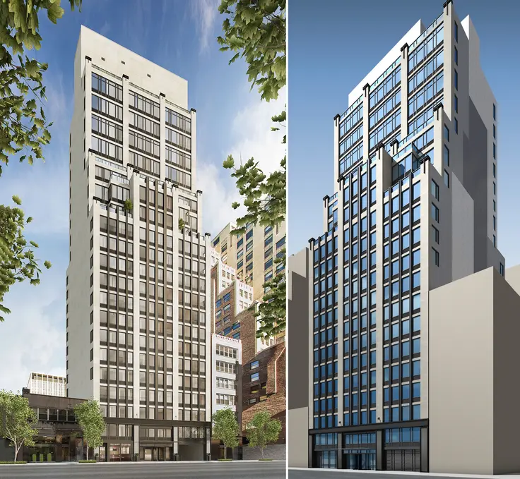 L to R: Updated and Old Rendering of Chelsea29 via Goldstein, Hill & West Architects