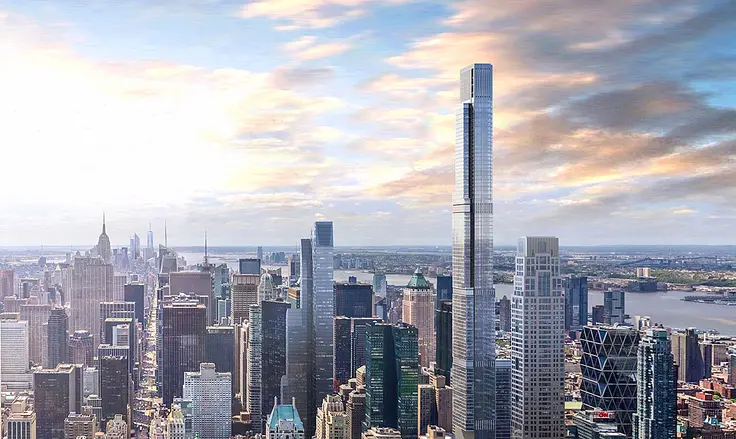 Rendering of Central Park Tower looking south from Central Park; Extell Development