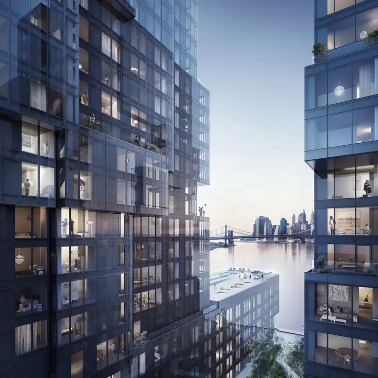 A rendering from within the 3-story rental development 420 Kent Avenue along the Williamsburg waterfront. (ODA New York)
