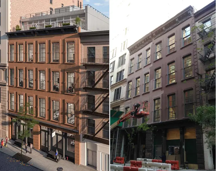 Rendering and photo of 61-63 Crosby Street via David Grider Architect