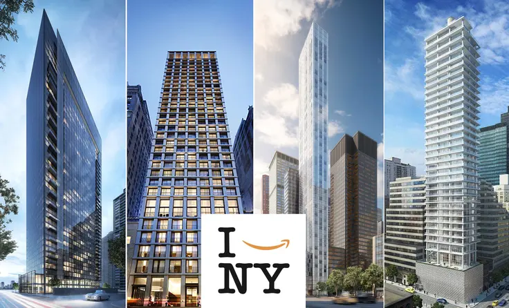 L to R: 685 First Avenue, The Bryant, 100 East 53rd, and 200 East 59th Street. Logo via NYCEDC