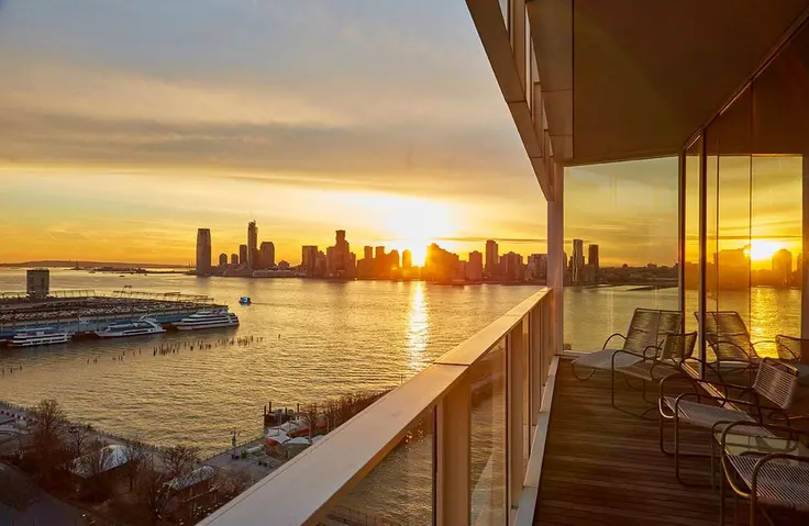 Balcony overlooking the Hudson River at 165 Charles Street