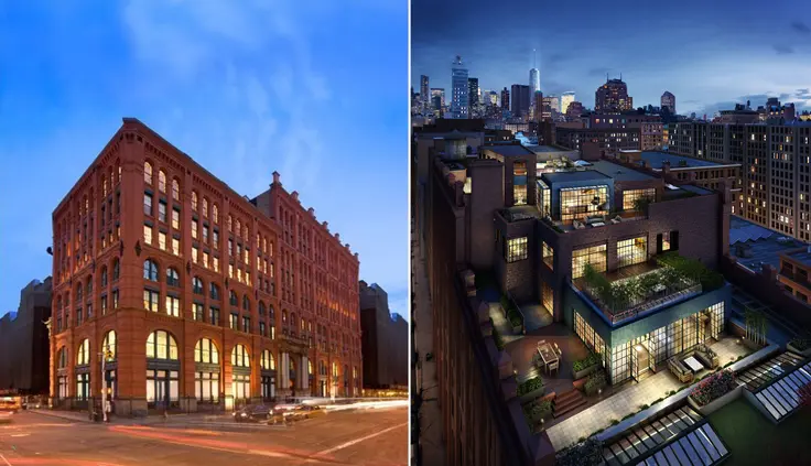 The Puck Building in Nolita and rendering of The Puck Penthouses