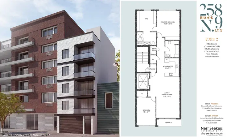 258 North 9th Street and floorplan of unit #2; Nest Seekers
