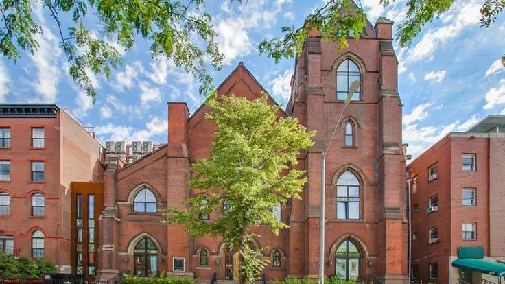 The former St. Vincent de Paul Church at 163 North 6th Street was converted to rental apartments in 2014. (Image via EXR Group)