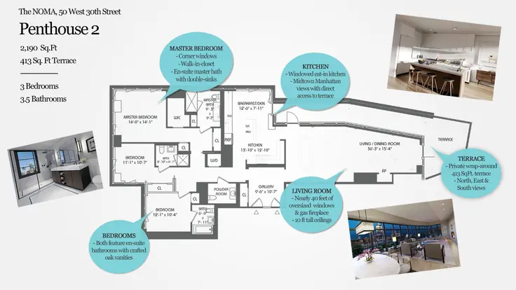 Penthouse 2 Floorplan With Notable Features