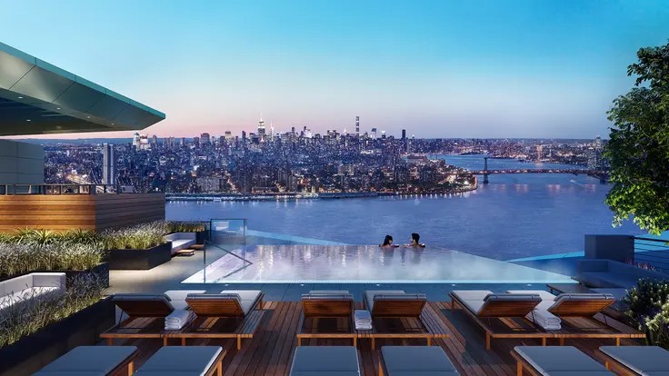 All renderings of the infinity pool at Brooklyn Point via Williams New York