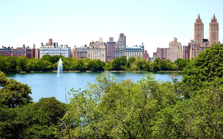 Iconic NYC view of Central Park and the Upper West Side skyline
