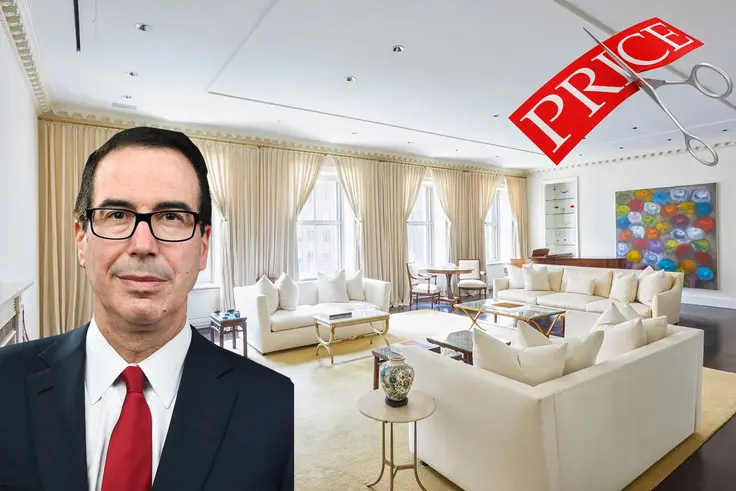 Treasury Secretary Steven Mnuchin  and interior of his listed apartment at 740 Park Avenue  (Warburg Realty)