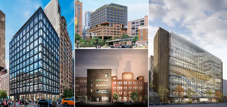 Renderings of some of the commercia and academic developments coming to Manhattan's Chelsea area