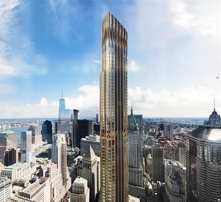 Rendering of 45 Broad Street posted on construction fence (CityRealty)