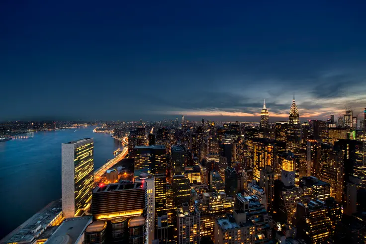 View from a high floor listing in Trump World Tower is also among the top price cuts. (Image via Compass)