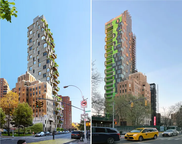 (L to R: Rendering credit: Space 4 Architecture; Photo from April 2022 by CityRealty)