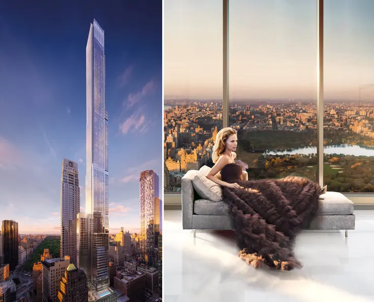 Central Park Tower renderings via Extell Development Company