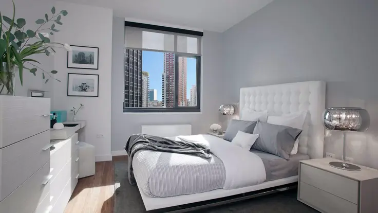 A light-filled bedroom at Murray Hill rental Frontier (Image via frontiernyc.com)