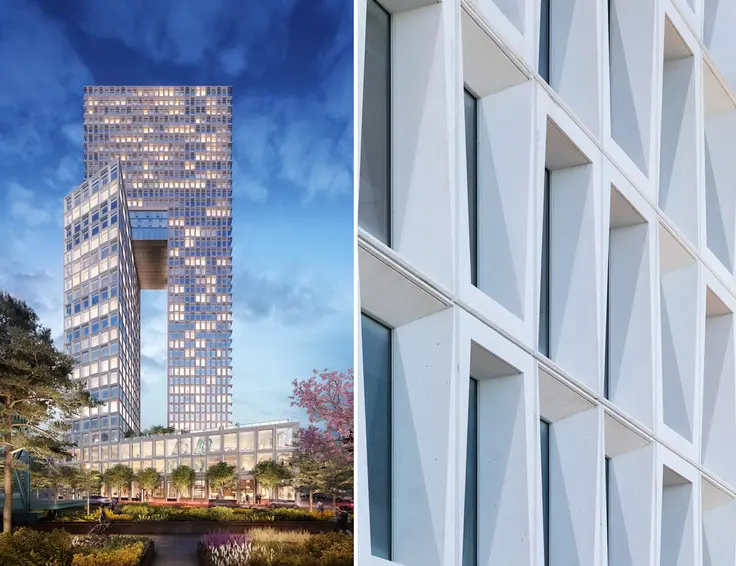 260 Kent Avenue (Rendering courtesy of DBOX and facade photo via COOKFOX Architects)