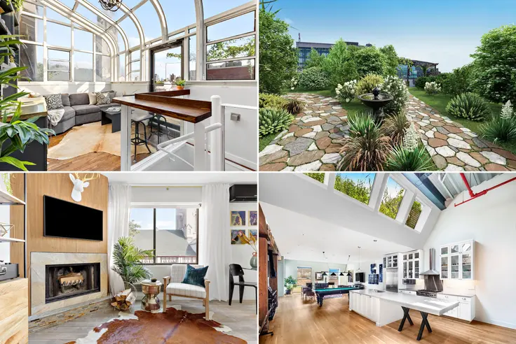Last week's most eye-catching listings include an East Village triplex penthouse with a 12-foot-high greenhouse-style solarium and a Tribeca penthouse with Hudson River views (via Compass)