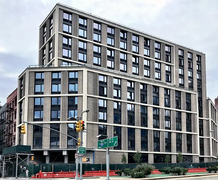 Construction of The Lewis at 411 West 35th Street (Photo: CityRealty)