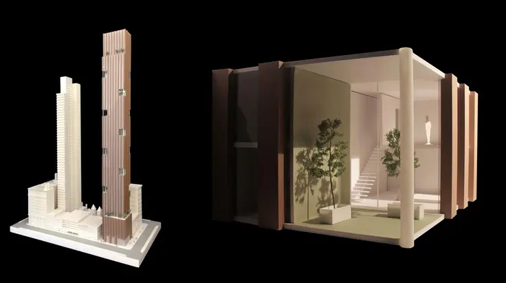 Model views of 281 Fifth Avenue; Image credit Rafael Vinoly Architects via Jinglu Huang