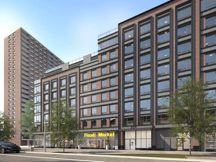 325 Lafayette Avenue Will Restore Key Food At Its Base. Rendering via Slate Property Group