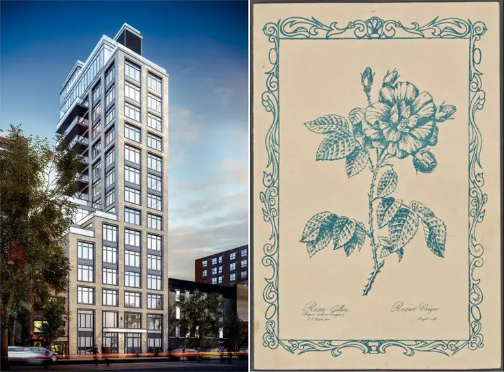 Rendering of Lutece at 249 East 50th Street and a menu from the famous French restaurant that stood at the site