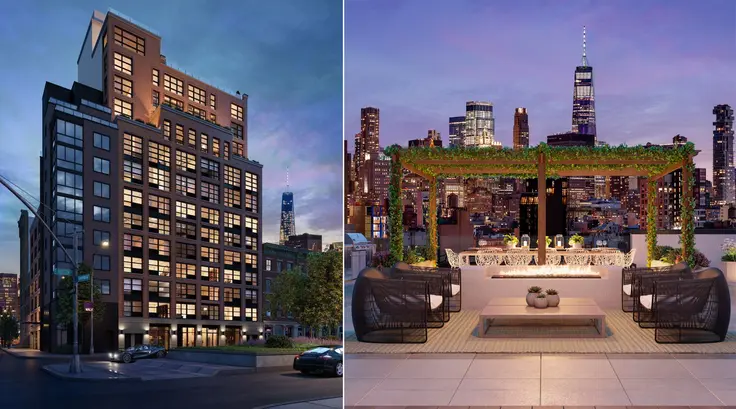 Renderings of the Sione at 171 Suffolk Street and its roofdeck (SMA Equities)