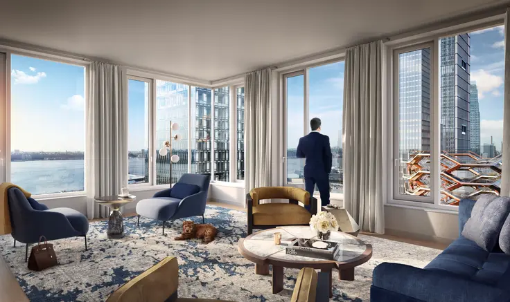 Corner living room at One Hudson Yards (Related Companies) 