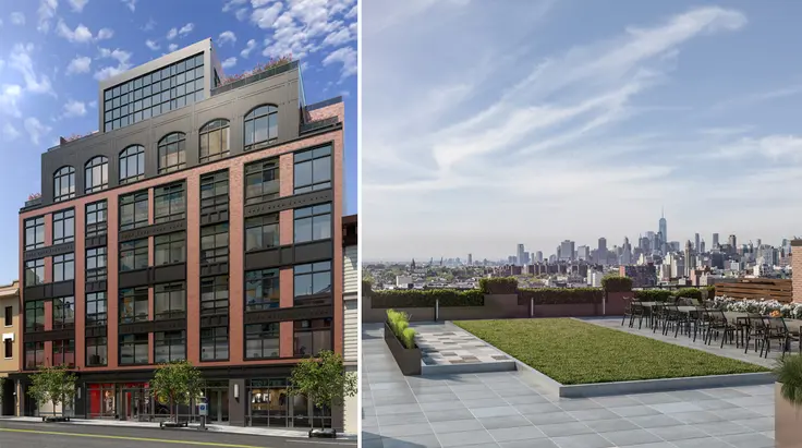 800 Union exterior rendering and view from the roof (Midwood Investment & Development and Meltzer Associates LLC)
