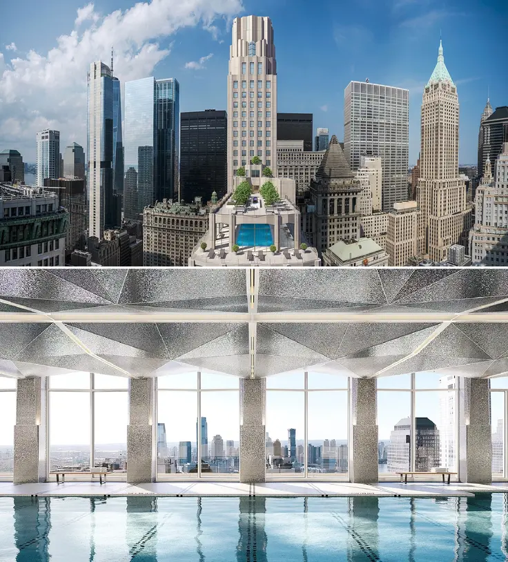 One Wall Street elevated amenity floors.(Compass) The public pools are closed, but these residents can go swimming all year round.