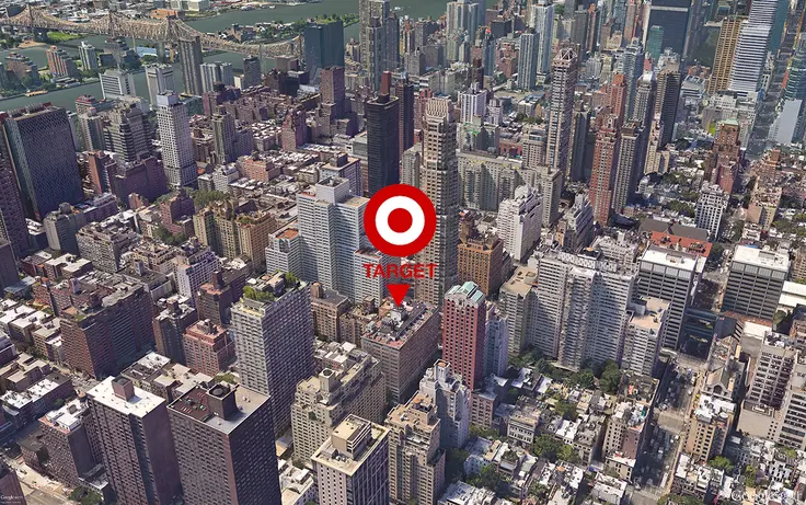 Google Earth aerial showing location of the Fairfax and its incoming Target store (CityRealty)