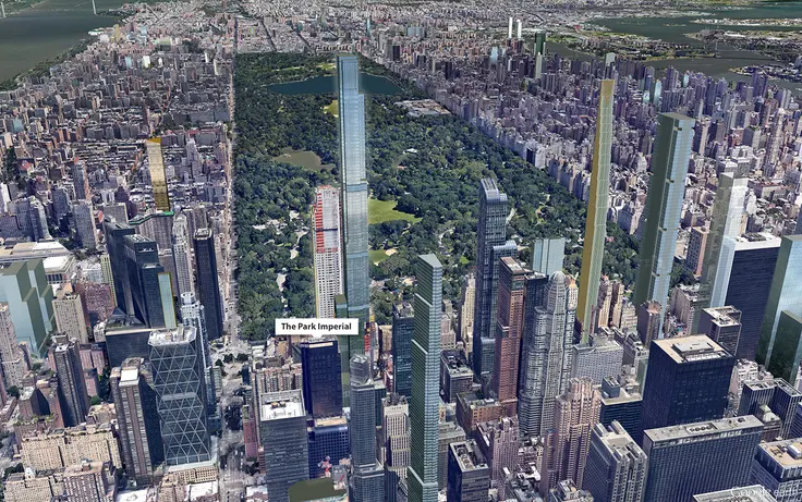 Google Earth aerial showing The Park Imperial in context with future towers (CItyRealty)