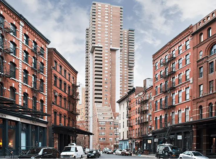 A view of Independence Plaza in Tribeca via Stellar Management